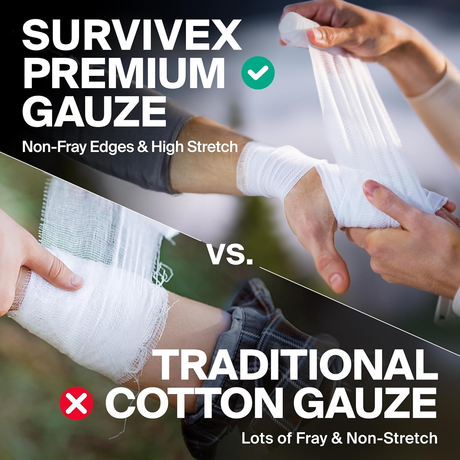 image:imageSurviveX 4 Stretch Gauze Roll Conforming Medical Bandage Wrap for Wound Care First Aid and Injury Dressing 10 Count24 Pack