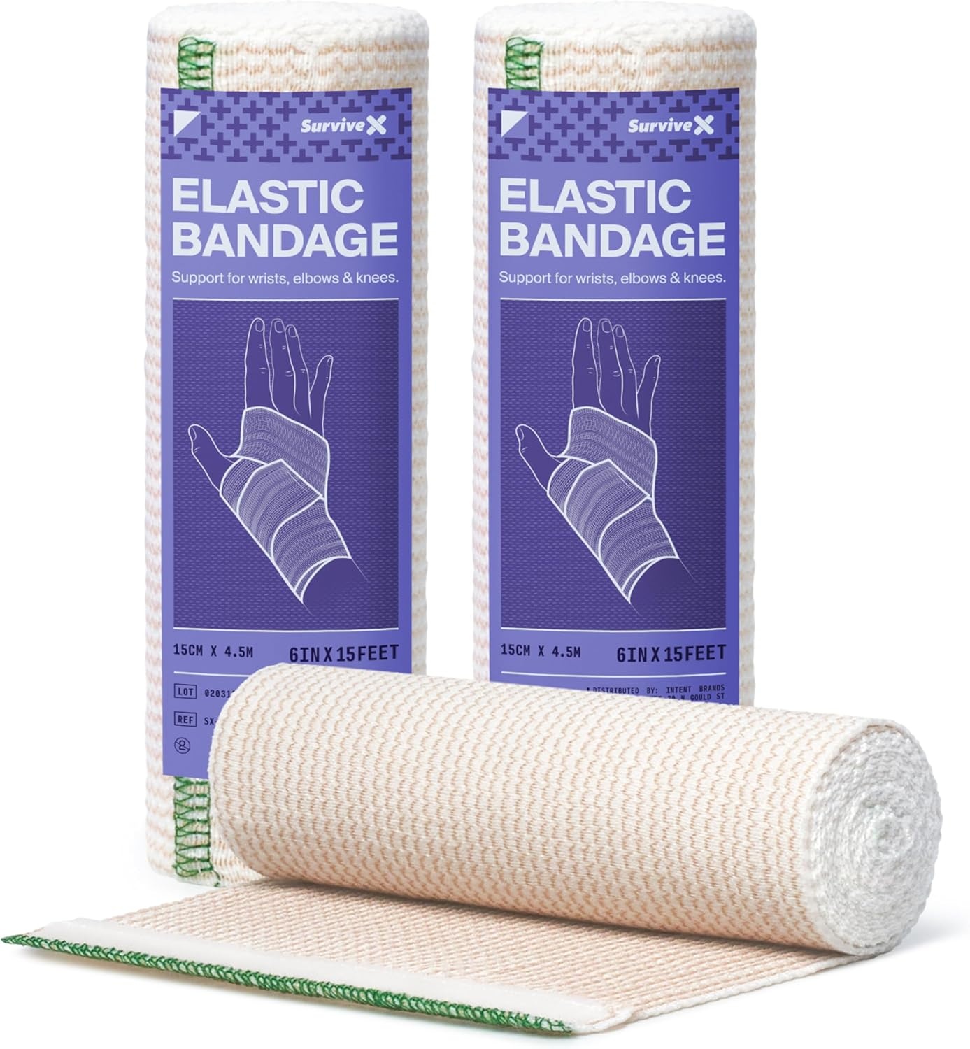 image:imageSurviveX HighPerformance Elastic Bandage Wrap Reusable Compression Bandage Wrap for Leg Ankle Wrist Knee Self Closing Design 4 Inch 2 Pack2 Pack