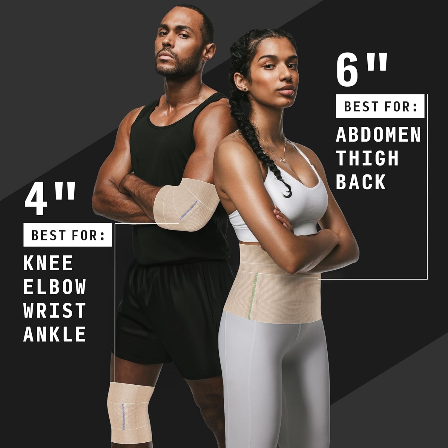 image:imageSurviveX HighPerformance Elastic Bandage Wrap Reusable Compression Bandage Wrap for Leg Ankle Wrist Knee Self Closing Design 4 Inch 2 Pack6 Pack
