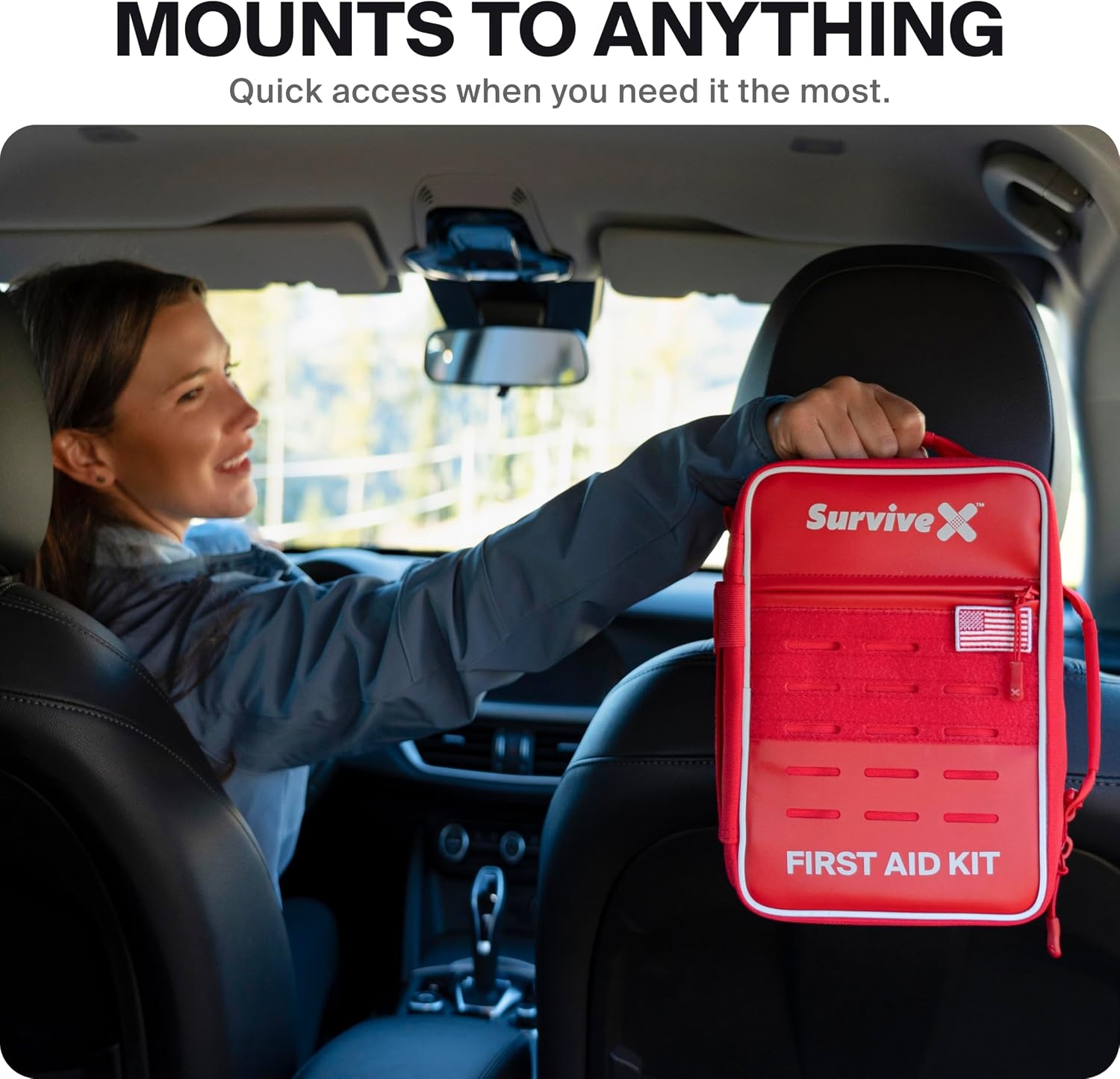 image:imageSurviveX Large Pro First Aid Kit for Car Travel amp Home Emergency Kit for Hiking Camping Backpacking and Outdoors Includes Zip Stitch Wound Closure Strips