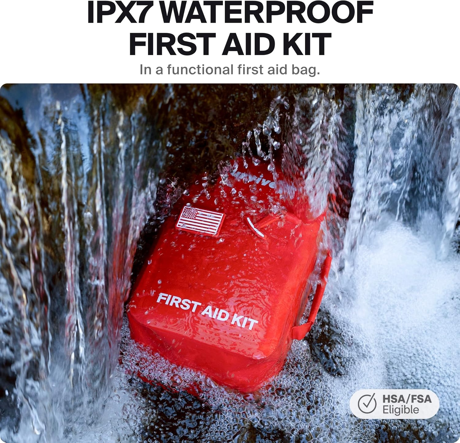 image:imageSurviveX Large Waterproof First Aid Kit for Car Travel amp Home Emergency Kit for Hiking Camping Backpacking and Outdoors Includes Zip Stitch Wound Closure Strips