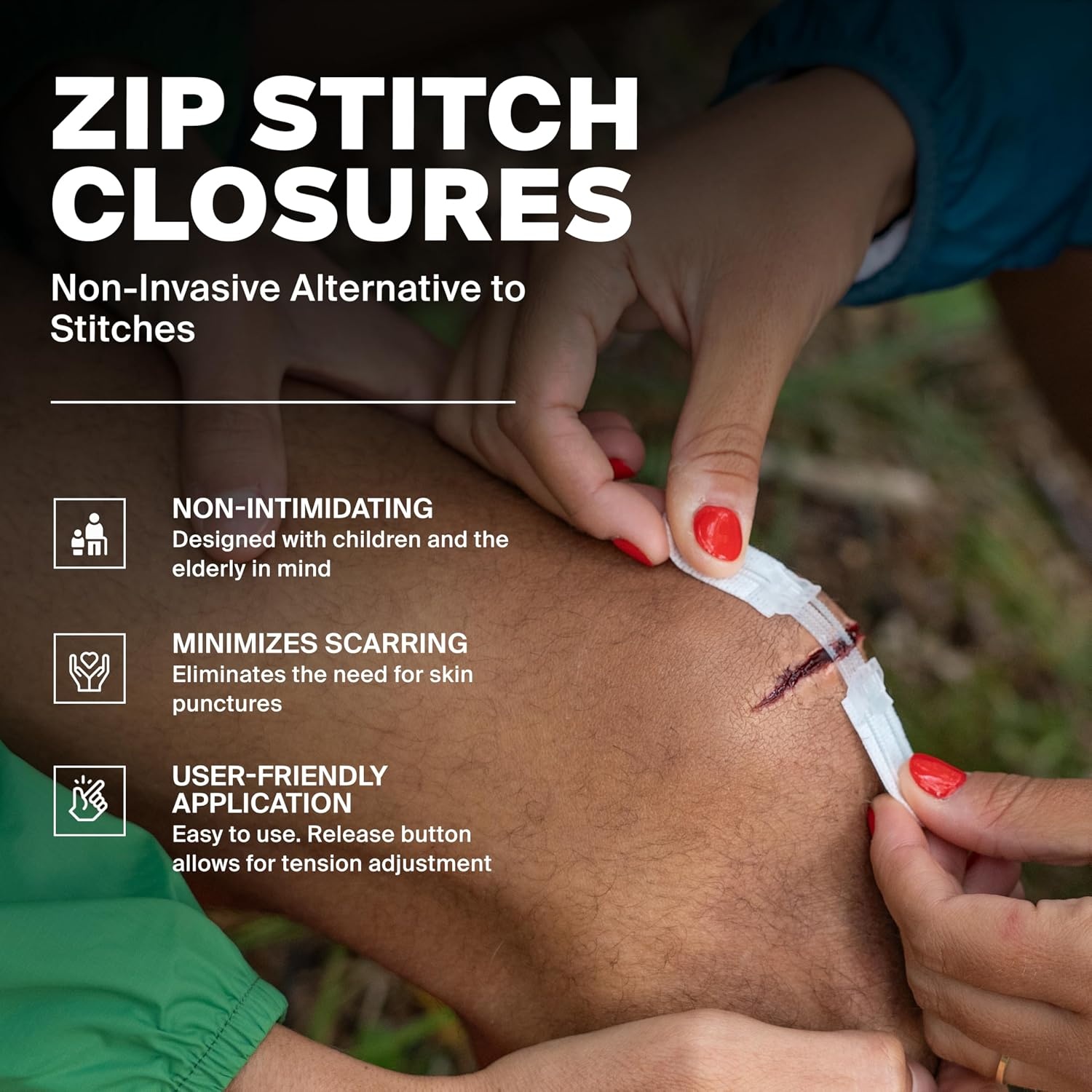 image:imageSurviveX Zip Stitch Wound Closure Strips First aid Kit Repair Wounds Without Stitches Zipstitch Sutures Laceration Closures 3 PCS3 PCS