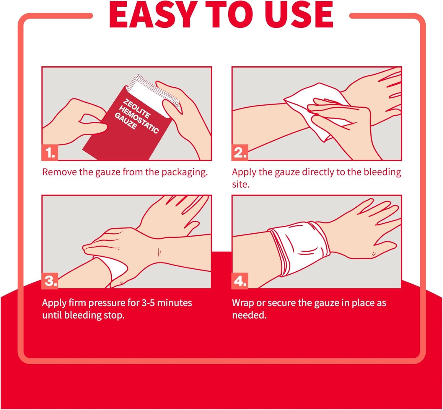 image:imageSurvivex Hemostatic Gauze Quick Blood Clotting Gauze for Wounds Trauma Kit Hemostatic Dressing 3 in x 4 FT 5 PCS1 Pack