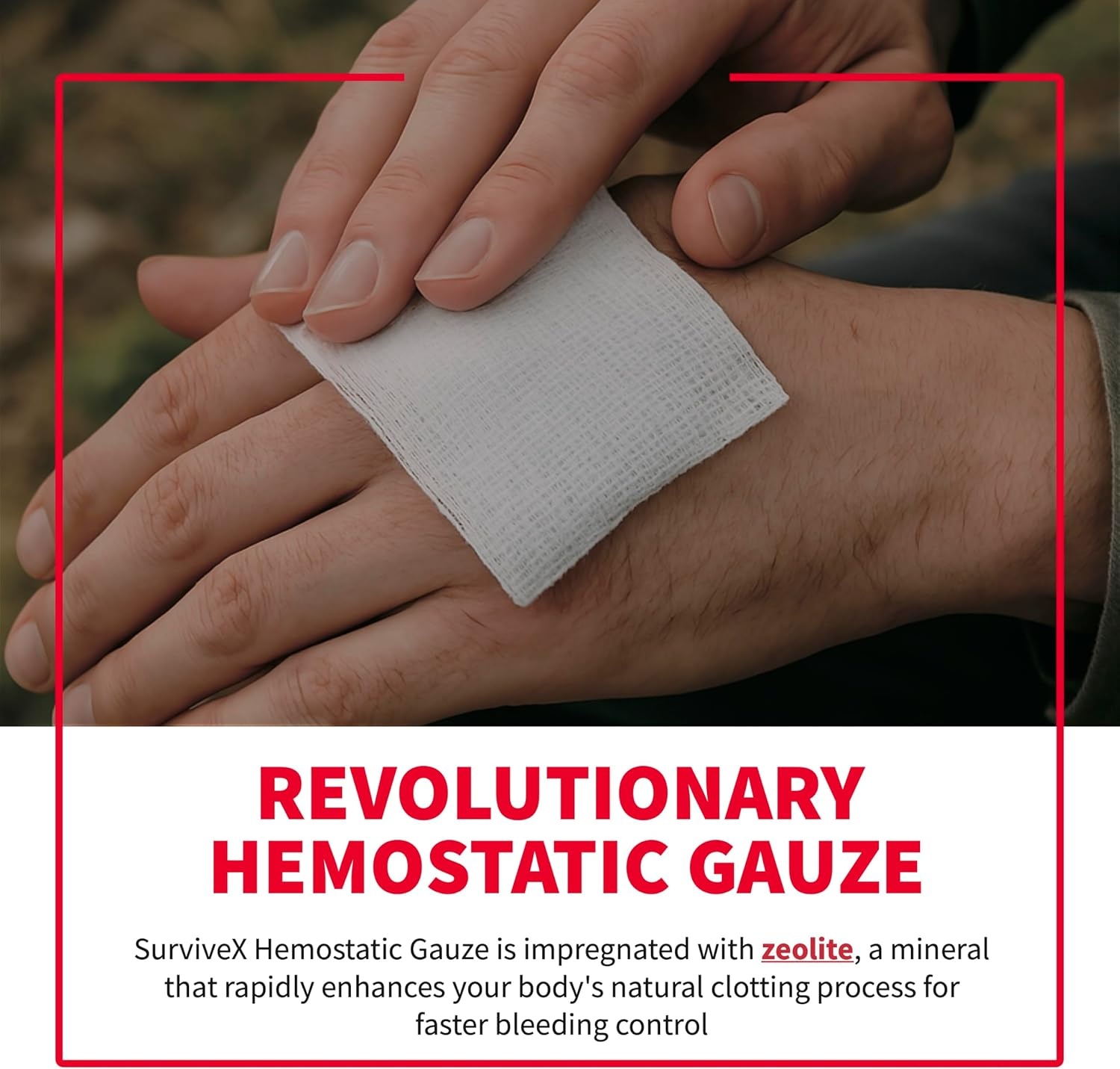 image:imageSurvivex Hemostatic Gauze Quick Blood Clotting Gauze for Wounds Trauma Kit Hemostatic Dressing 3 in x 4 FT 5 PCS5 Pack