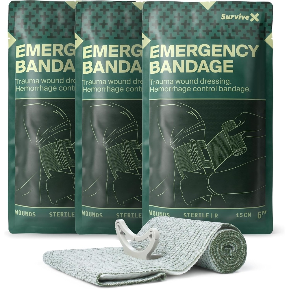 image:imageSurviveX Israeli Pressure Bandage 6 Inch Emergency Bandage Pressure Dressing for Wounds Trauma Dressing Sterile VacuumSealed Packaging 2 Pack3 Pack