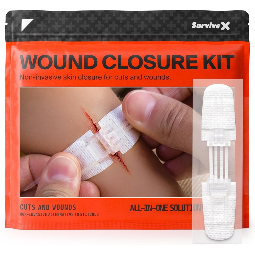 image:imageSurviveX Zip Stitch Wound Closure Strips First aid Kit Repair Wounds Without Stitches Zipstitch Sutures Laceration Closures 3 PCSKit