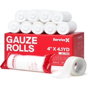 image:imageSurviveX  4 Stretch Gauze Roll  Conforming Medical Bandage Wrap for Wound Care First Aid and Injury Dressing 10 Count10 Pack