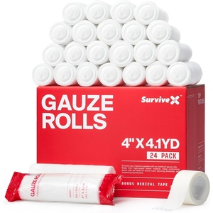 image:imageSurviveX  4 Stretch Gauze Roll  Conforming Medical Bandage Wrap for Wound Care First Aid and Injury Dressing 10 Count24 Pack