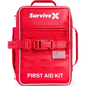image:imageSurviveX Large Pro First Aid Kit for Car Travel amp Home  Emergency Kit for Hiking Camping Backpacking and Outdoors  Includes Zip Stitch Wound Closure Strips