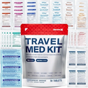 image:imageSurviveX Travel Medicine Kit  Compact TSAApproved Medication Pack for Travel Camping Cruises  Includes OvertheCounter Individual Medicine Packets